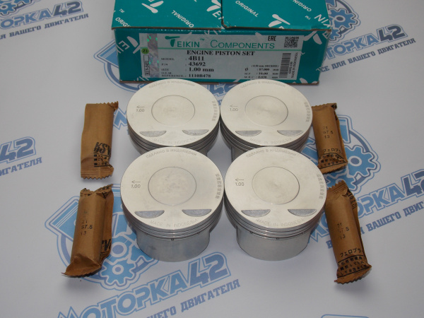 Поршни + кольца к-кт 4шт ремонт +1,00 MMC 4B10, 4B11