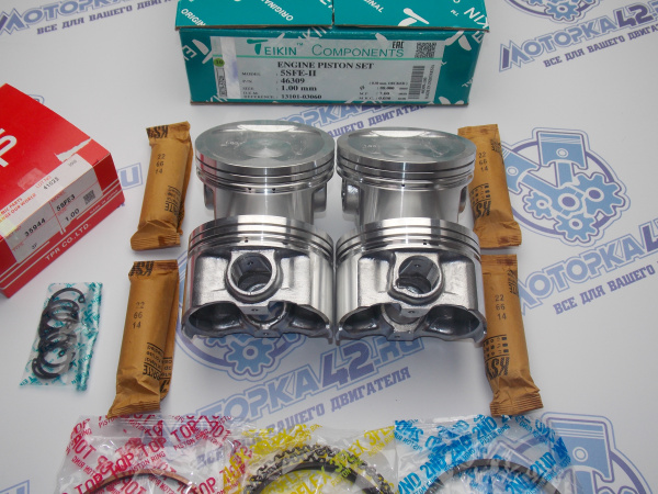 Поршни + кольца 4шт ремонт +1,00 TOYOTA 5S-FE