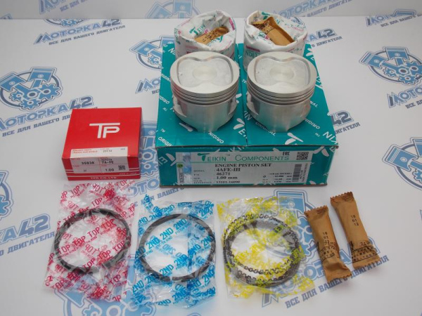 Поршни + кольца к-кт 4шт ремонт +1,00 TOYOTA 4A-F, 4A-FHE