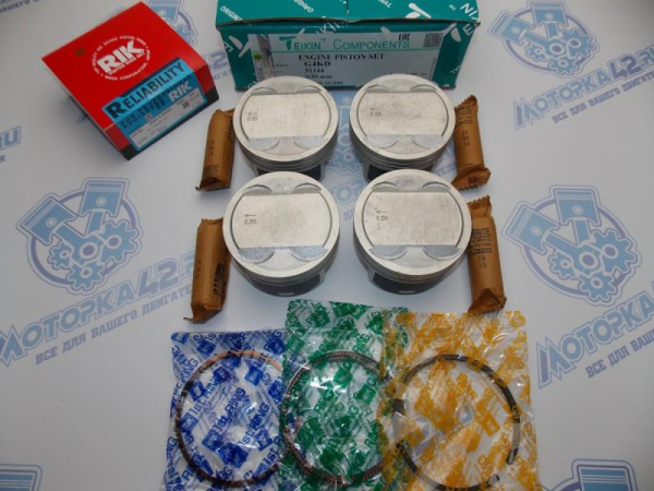 Поршни + кольца к-кт 4шт ремонт +0,50 HYUNDAI G4KD