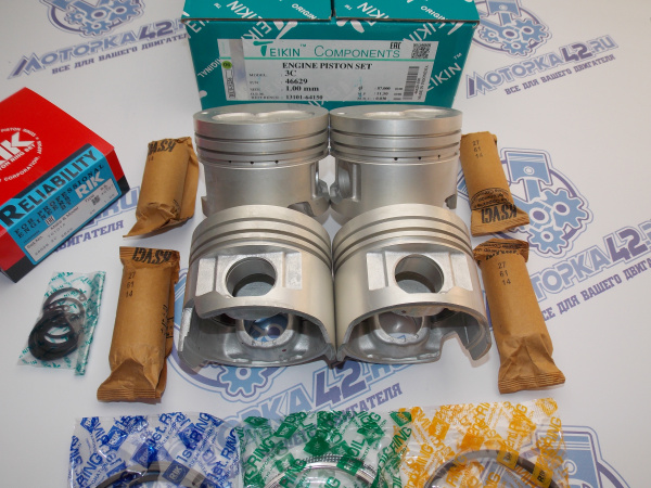 Поршни + кольца 4шт ремонт +1,00 TOYOTA 3C-T