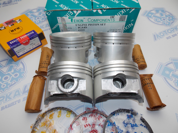 Поршни + кольца 4шт ремонт +1,00 MMC 4G64 SOHC '93-'02