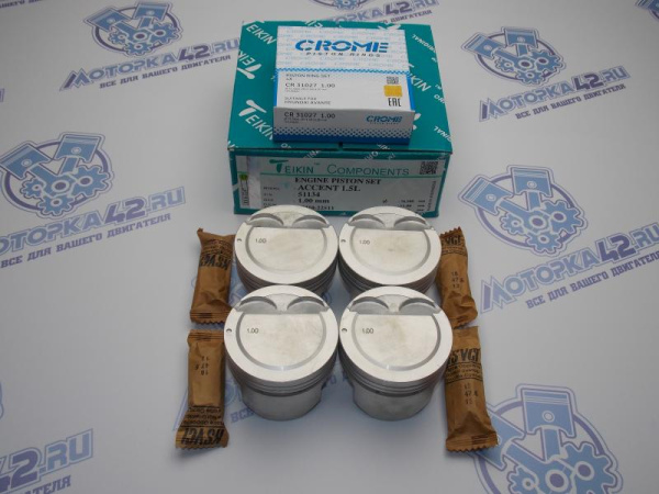 Поршни + кольца 4шт ремонт +1,00 HYUNDAI G4EC