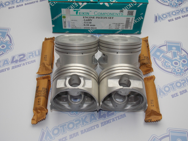 Поршни + кольца 4шт ремонт +0,50 HYUNDAI G4JS, G6BV