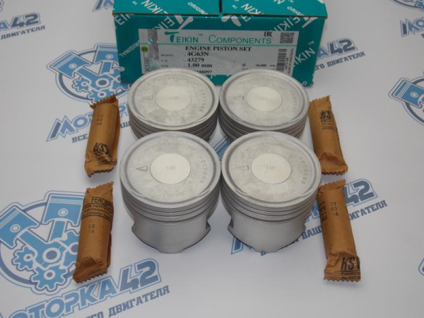 Поршни TEIKIN к-кт 4шт ремонт +1,00 MMC 4G63 NEW