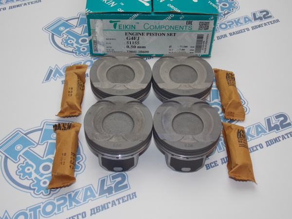 Поршни + кольца к-кт 4шт ремонт +0,50 HYUNDAI G4FJ -'15, G4FD