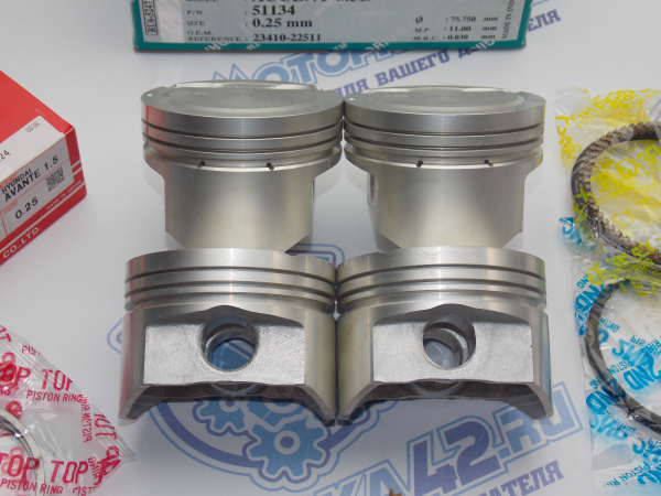 Поршни + кольца к-кт 4шт ремонт +0,25 HYUNDAI G4EC