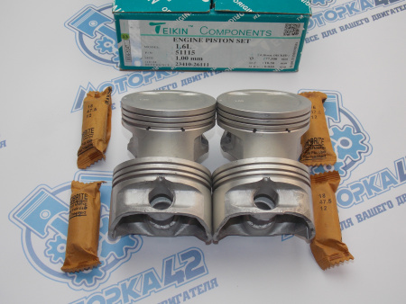 Поршни TEIKIN к-кт 4шт ремонт +1,00 HYUNDAI G4ED