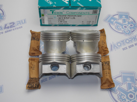 Поршни TEIKIN к-кт 4шт ремонт +1,00 HYUNDAI G4EC