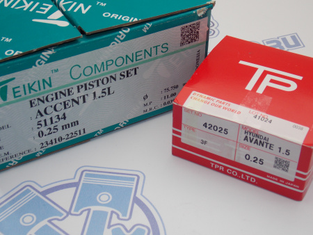 Поршни + кольца к-кт 4шт ремонт +0,25 HYUNDAI G4EC